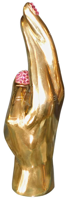 Fingers Corssed Brass Hand Sculpture - Swarovski Embellished