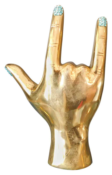 Rock On Brass Hand Sculpture - Swarovski Embellished