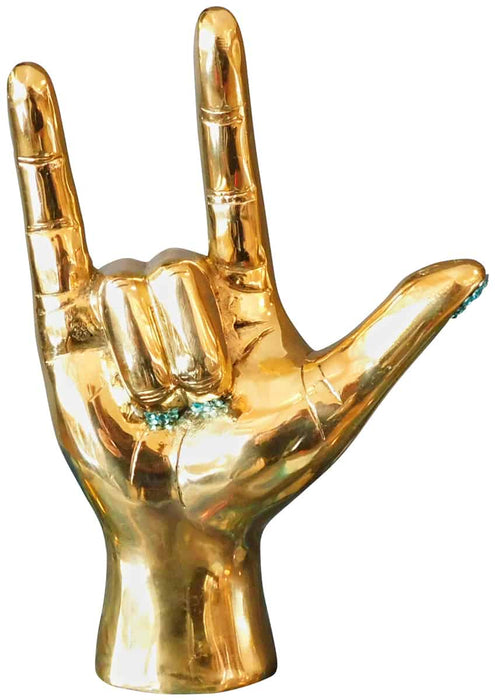 Rock On Brass Hand Sculpture - Swarovski Embellished