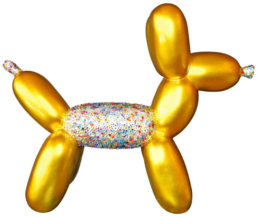 Balonus Balloon Dog Resin And Swarovski Sculpture - Gold/Rainbow