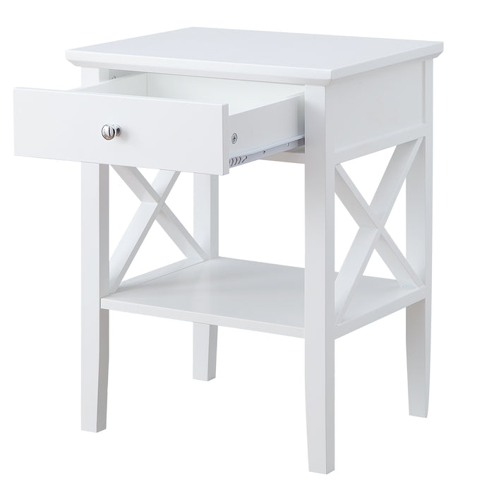 Long Island 1 Drawer Side Table - White