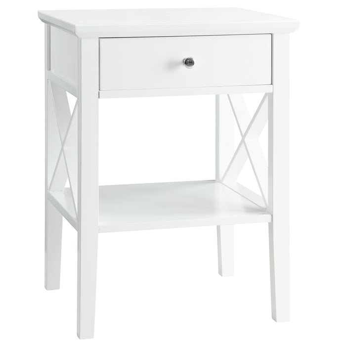 Long Island 1 Drawer Side Table - White