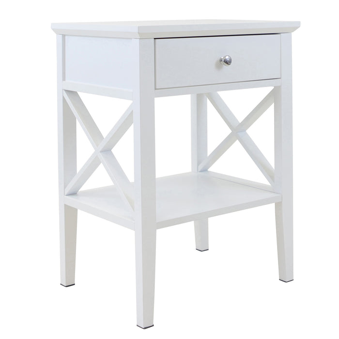 Long Island 1 Drawer Side Table - White