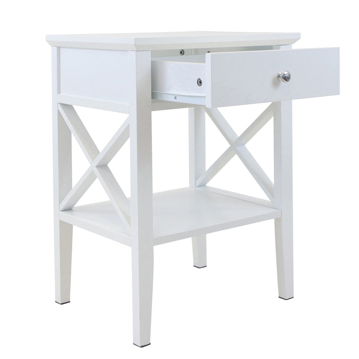 Long Island 1 Drawer Side Table - White