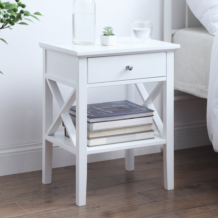 Long Island 1 Drawer Side Table - White