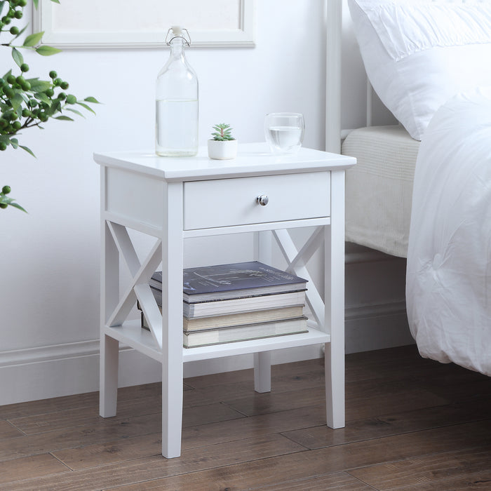 Long Island 1 Drawer Side Table - White