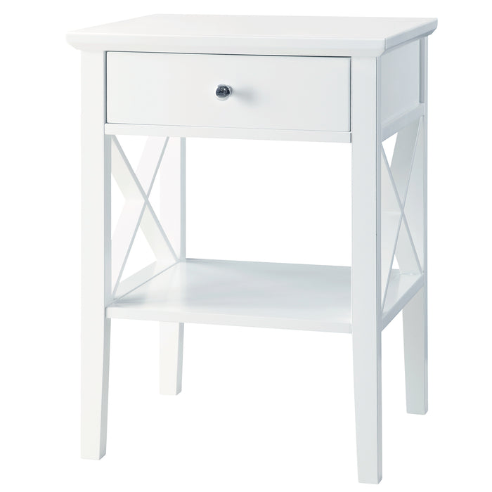 Long Island 1 Drawer Side Table - White
