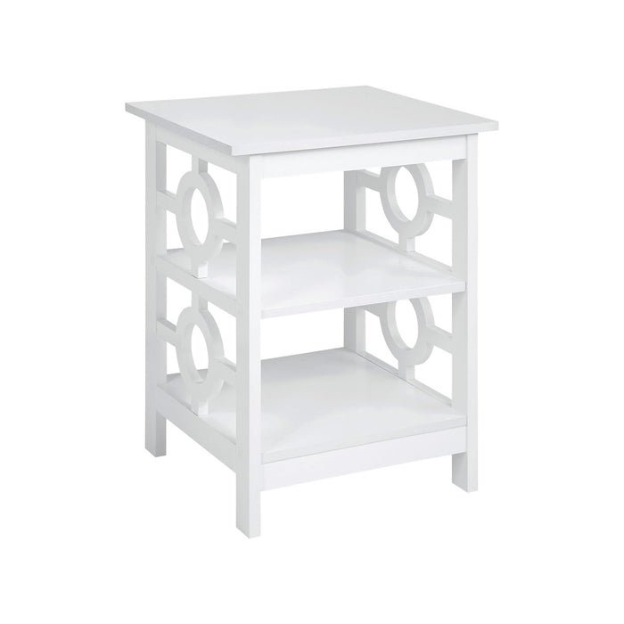 Omega 2 Shelf End Table In White