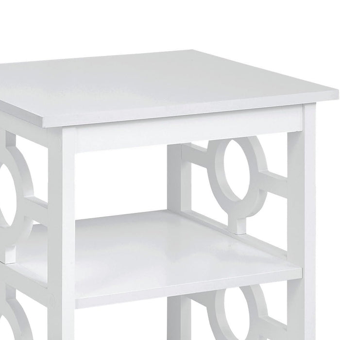 Omega 2 Shelf End Table In White