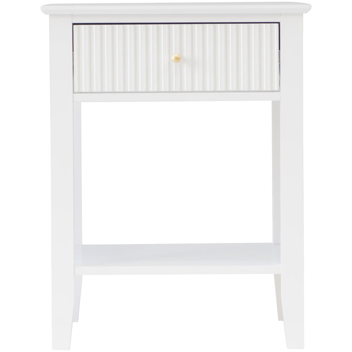 Zara Fluted 1 Drawer Side Table - White