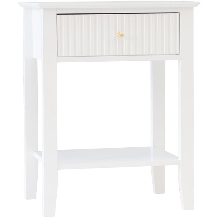 Zara Fluted 1 Drawer Side Table - White
