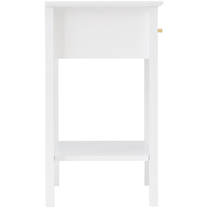 Zara Fluted 1 Drawer Side Table - White