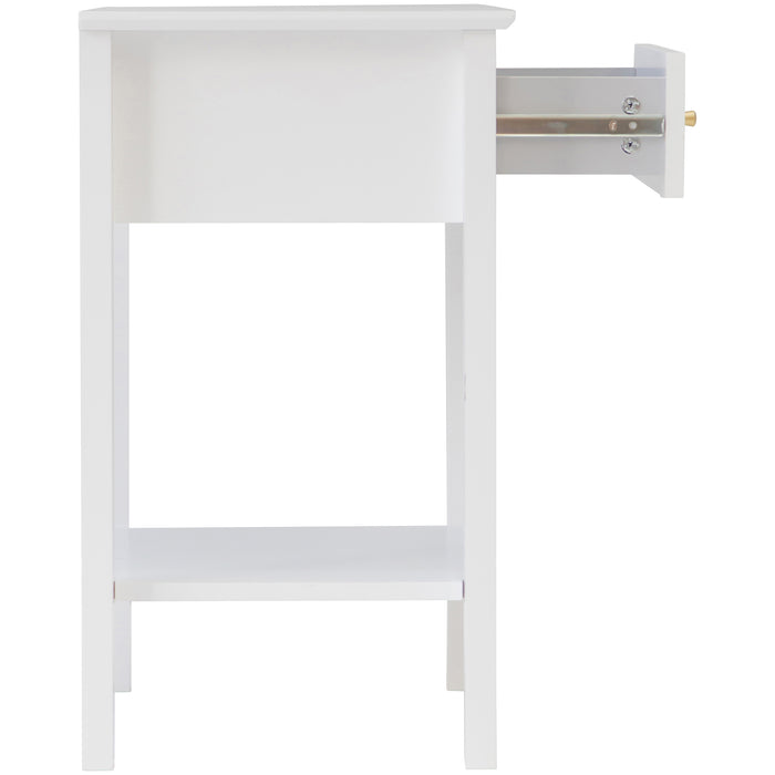 Zara Fluted 1 Drawer Side Table - White