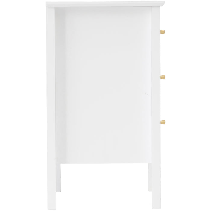 Zara Fluted 3 Drawer Side Table - White