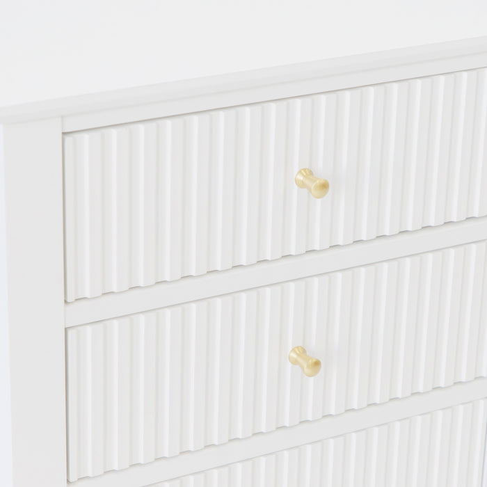 Zara Fluted 3 Drawer Side Table - White