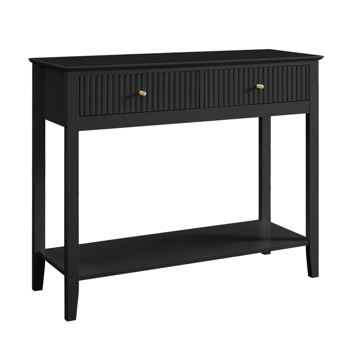 Zara Fluted 2 Drawer Console Table - Black
