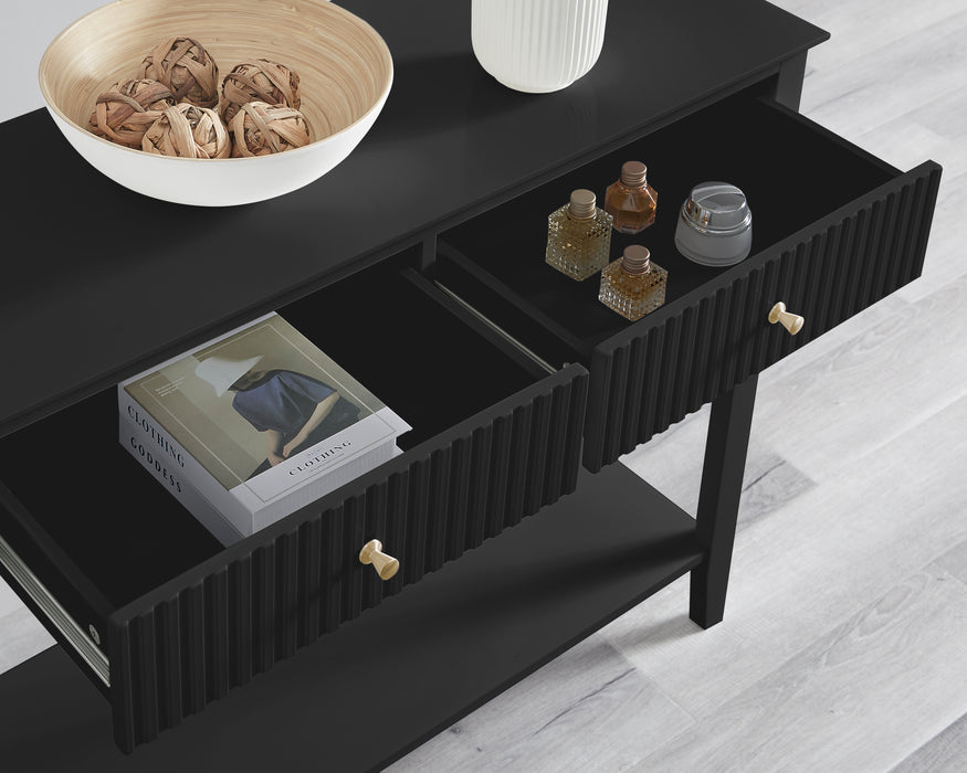 Zara Fluted 2 Drawer Console Table - Black