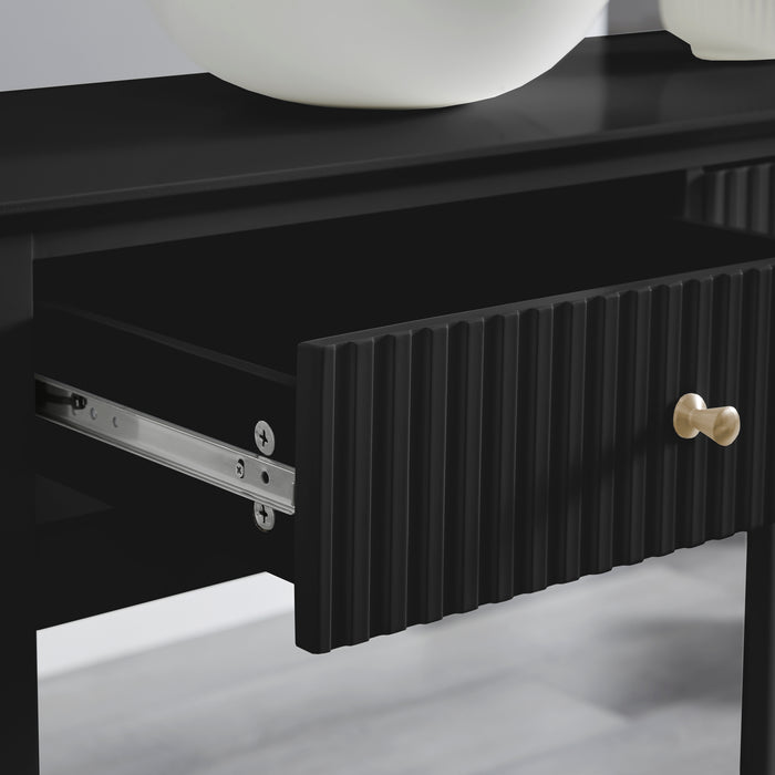 Zara Fluted 2 Drawer Console Table - Black
