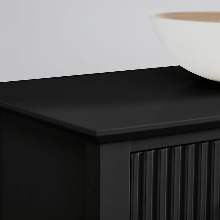 Zara Fluted 2 Drawer Console Table - Black