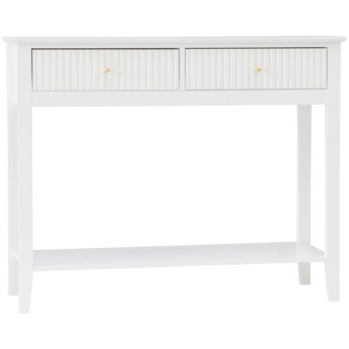 Zara Fluted 2 Drawer Console Table - White