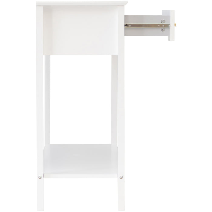 Zara Fluted 2 Drawer Console Table - White