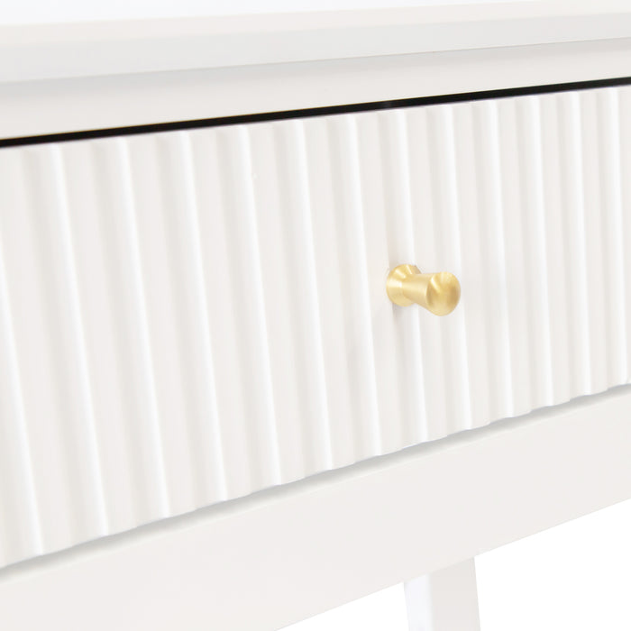 Zara Fluted 2 Drawer Console Table - White