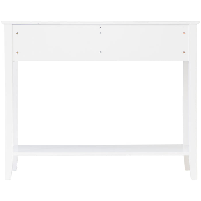 Zara Fluted 2 Drawer Console Table - White
