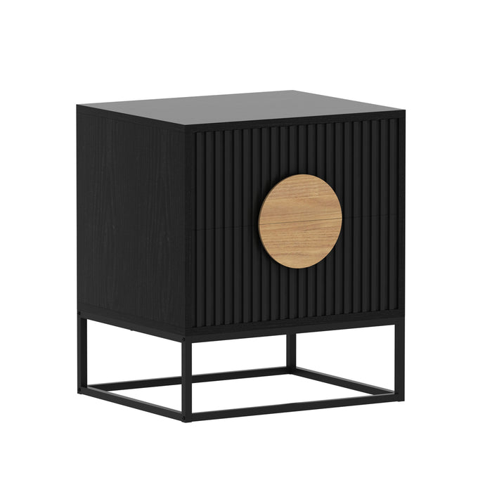 Belmonte Fluted Bedside Table In Black