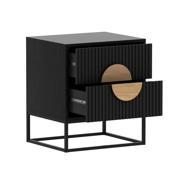 Belmonte Fluted Bedside Table In Black