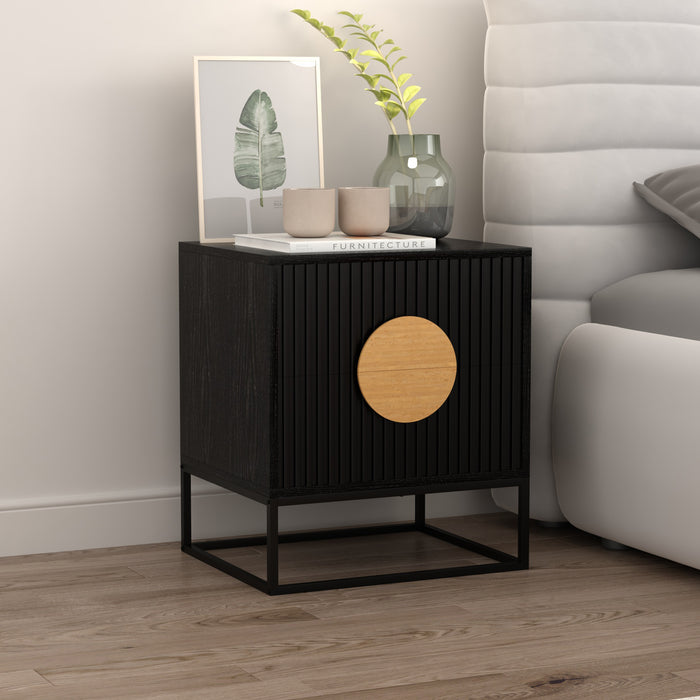 Belmonte Fluted Bedside Table In Black