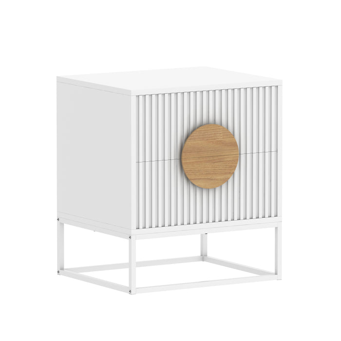 Belmonte Fluted Bedside Table In White