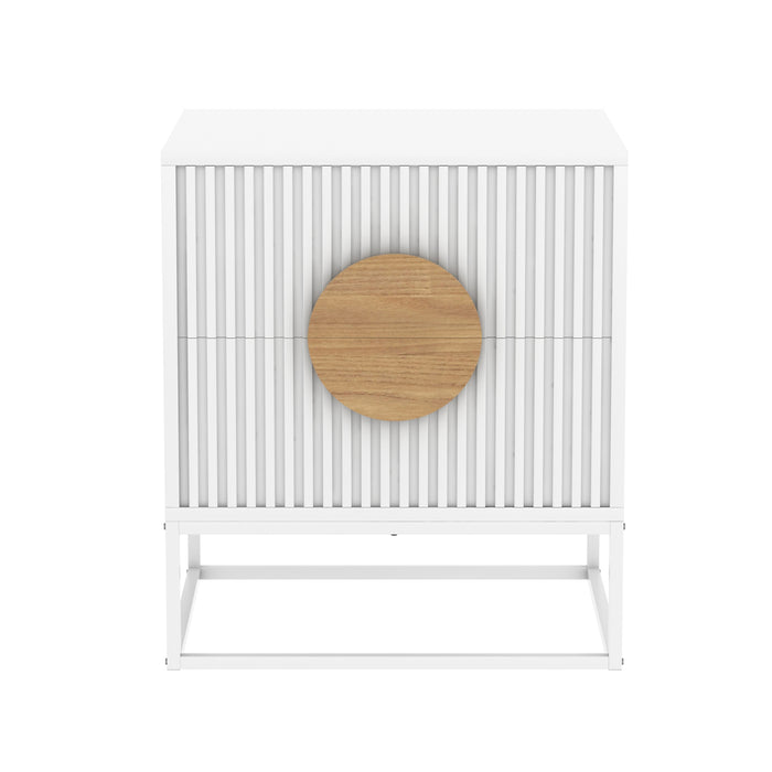 Belmonte Fluted Bedside Table In White