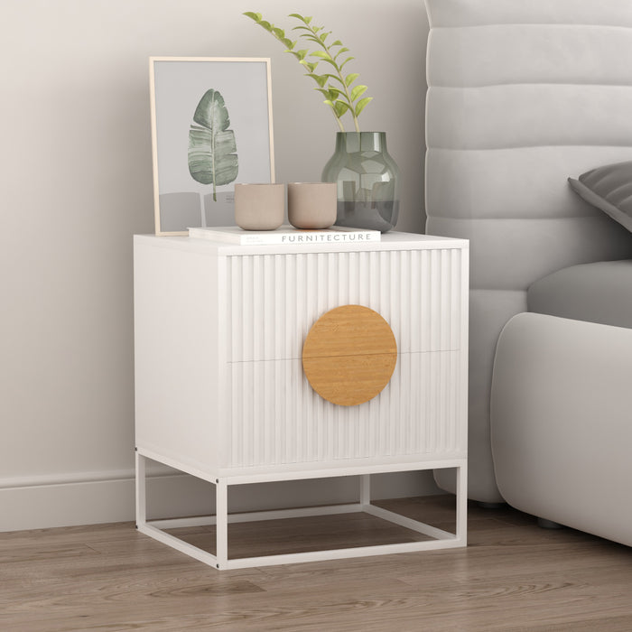 Belmonte Fluted Bedside Table In White