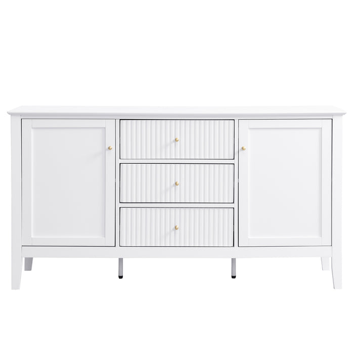 Zara Fluted 3 Drawer 2 Door Buffet - White