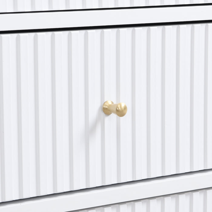 Zara Fluted 3 Drawer 2 Door Buffet - White