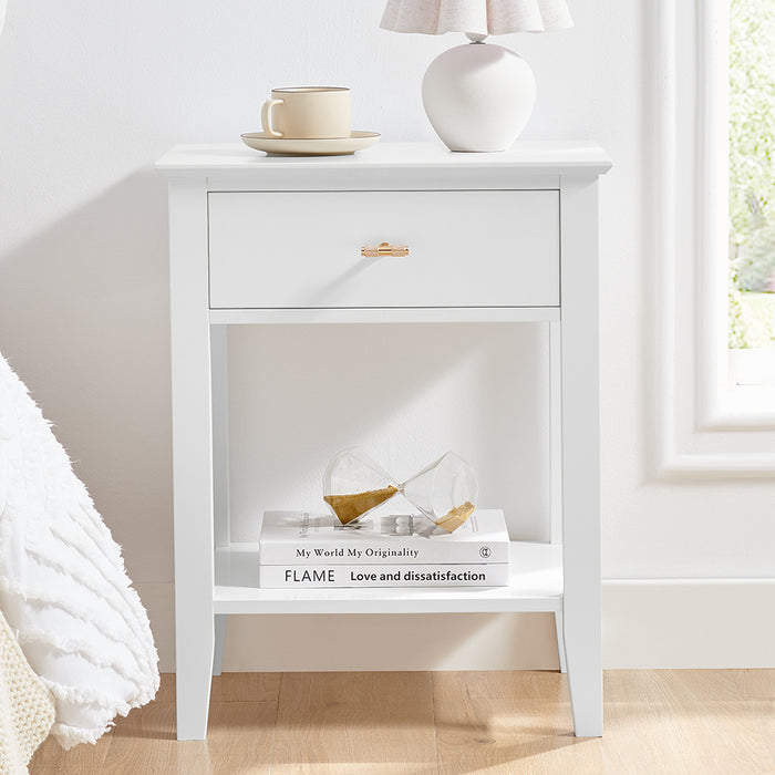 Harper 1 Drawer Side Table - White