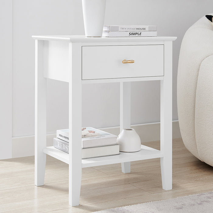 Harper 1 Drawer Side Table - White