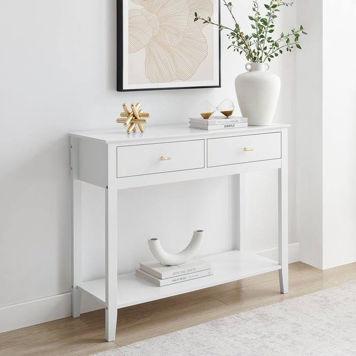 Harper 2 Drawer Console Table - White
