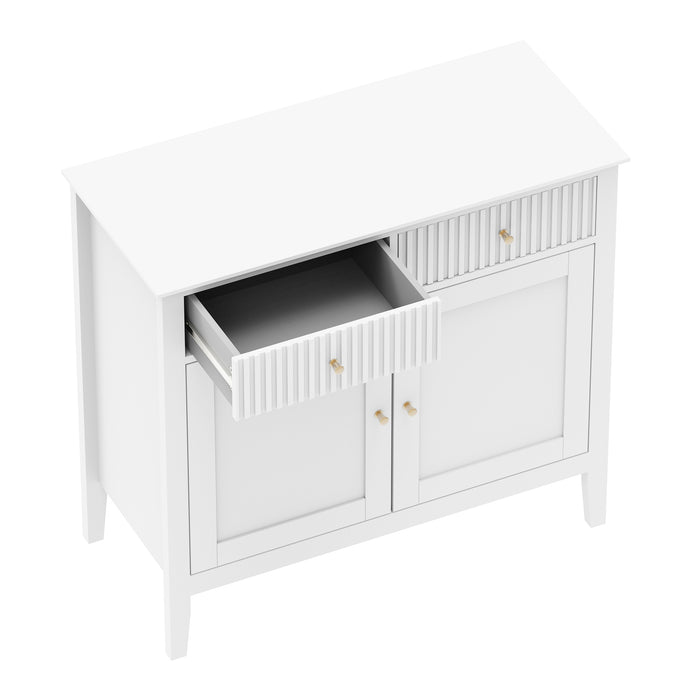 Zara Fluted 2 Door 2 Drawer Sideboard Cupboard - White
