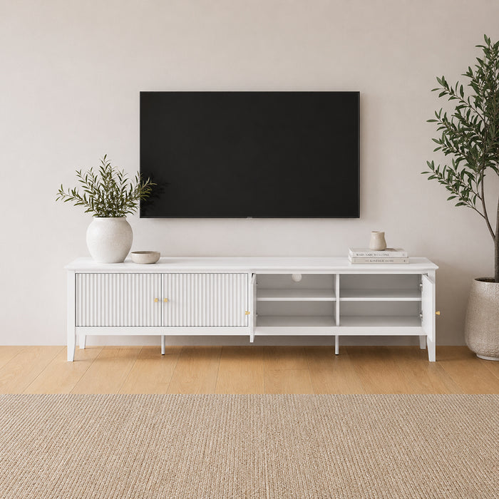 Zara Fluted  4 Door Entertainment Unit 200cm - White