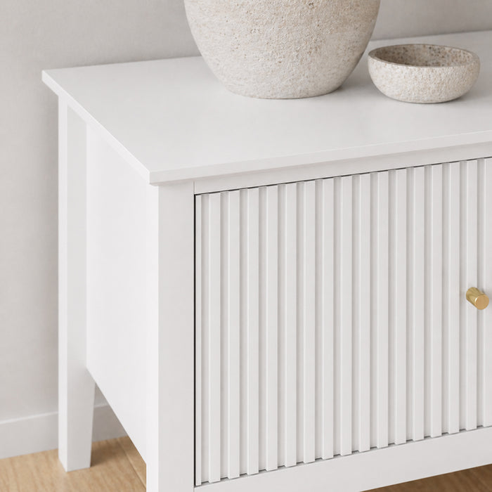 Zara Fluted  4 Door Entertainment Unit 200cm - White
