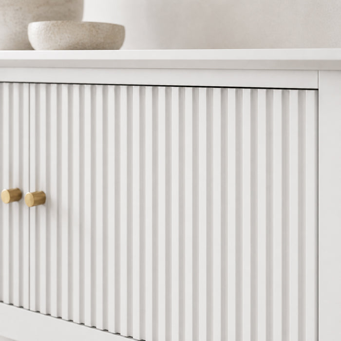 Zara Fluted  4 Door Entertainment Unit 200cm - White
