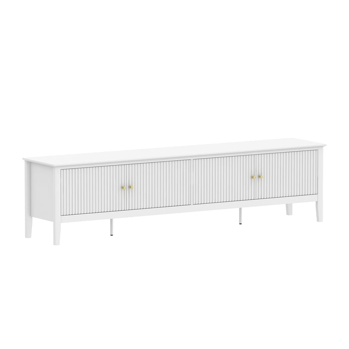 Zara Fluted  4 Door Entertainment Unit 200cm - White