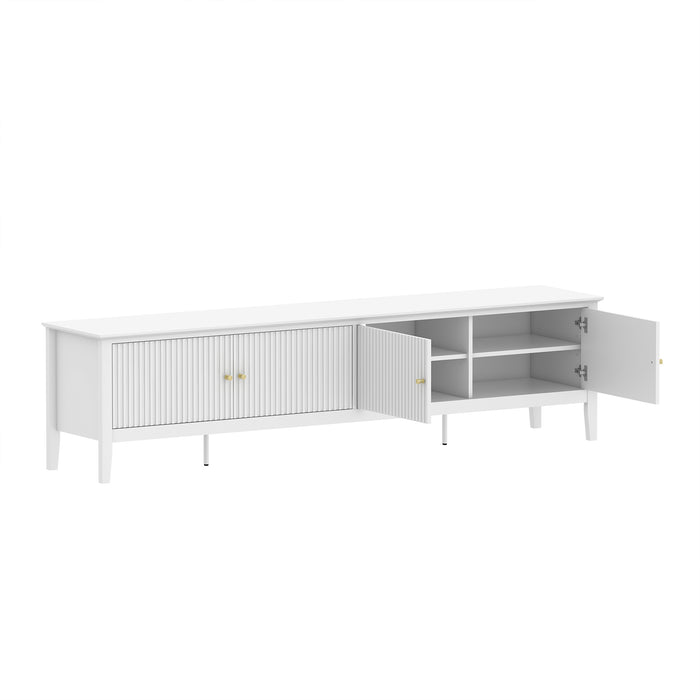 Zara Fluted  4 Door Entertainment Unit 200cm - White
