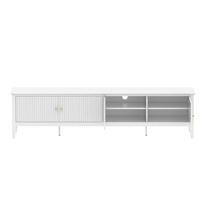 Zara Fluted  4 Door Entertainment Unit 200cm - White
