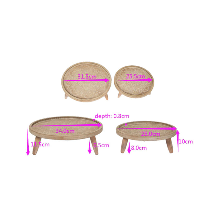 Set/2 Nested Round Footed Mandala Trays