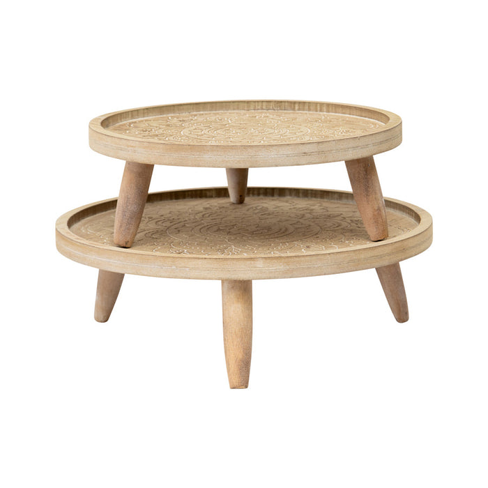 Set/2 Nested Round Footed Mandala Trays