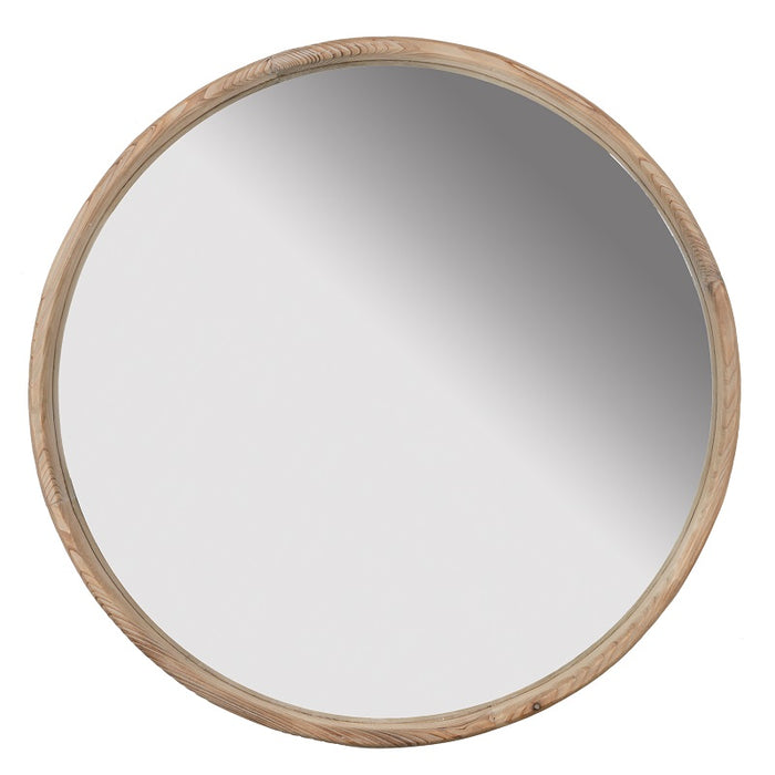 Atherton Round Fir Wood Wall Mirror 70