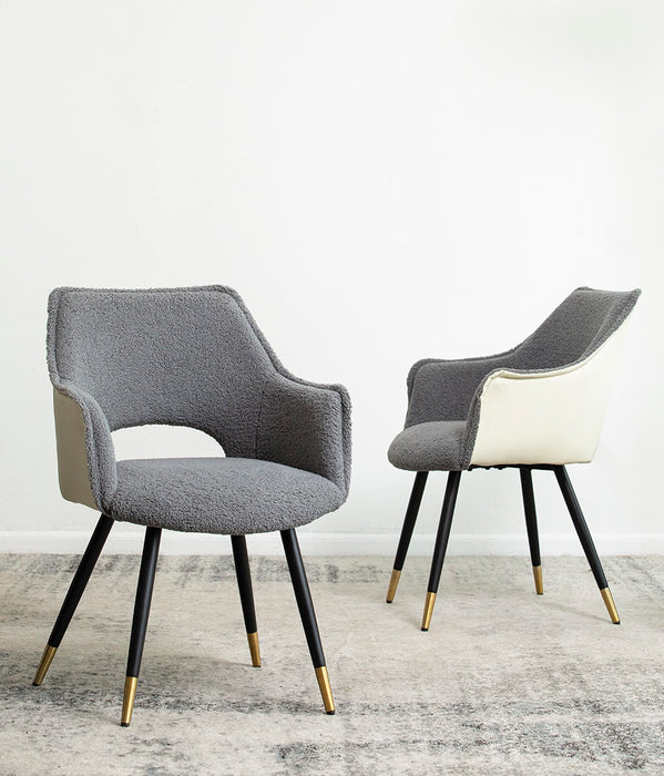 Venera Grey/Cream Armed Dining Chairs. Sold as Each. Boxed in Set of 2