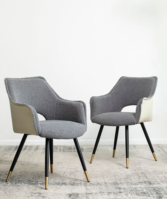 Venera Grey/Cream Armed Dining Chairs. Sold as Each. Boxed in Set of 2